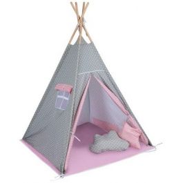 Kids tent Baby Adventure Teepee Grey Pink Star